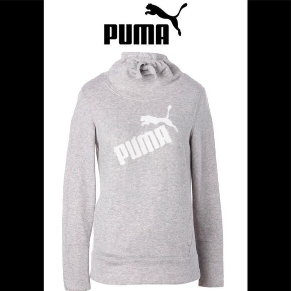 PUMA gray high neck drawstring hoodie size Medium - Picture 9 of 9